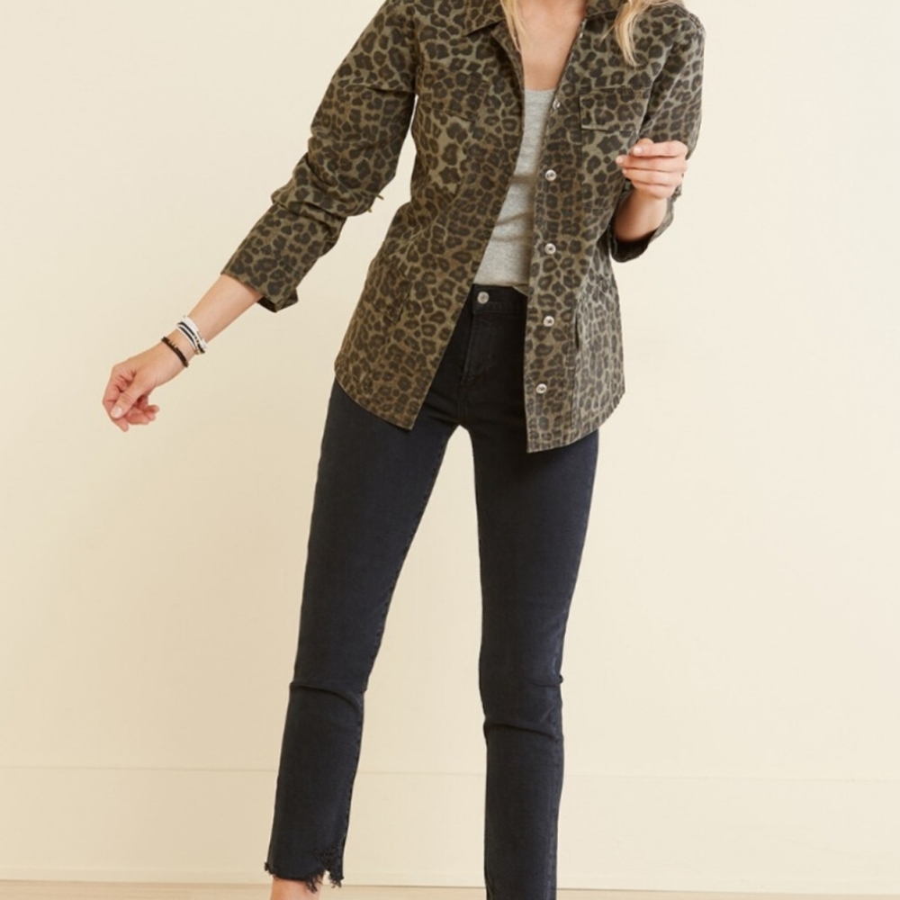 Good American Leopard Utility Jacket Size Small - Picture 2 of 7
